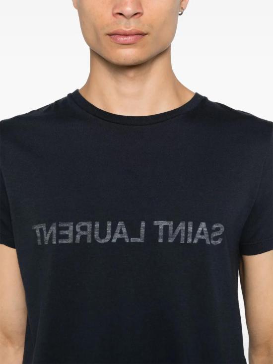  생로랑 반팔 티셔츠 663278Y36HE navy - SAINT LAURENT