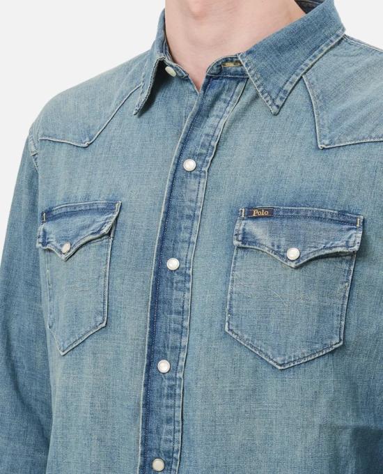  폴로 랄프로렌 웨스턴 레귤러핏 데님 셔츠 셔츠 710703936001RLWESTERN Blue - POLO RALPH LAUREN