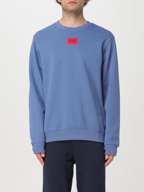 25FW 휴고보스 로고 라벨 코튼 테리 스웨트셔츠 50447964 479 Sky Blue
