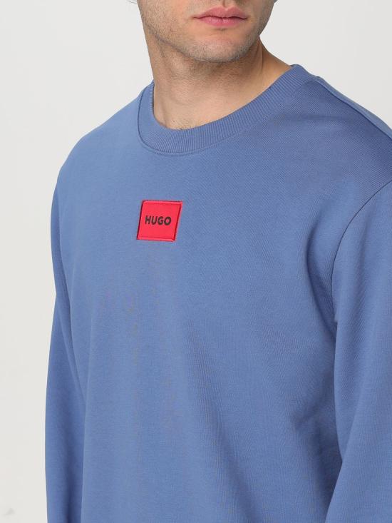 25FW 휴고보스 로고 라벨 코튼 테리 스웨트셔츠 50447964 479 Sky Blue - HUGO BOSS