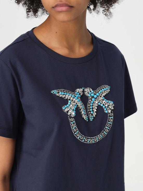 25FW 핑코 반팔 티셔츠 100535A2G7 G1A Blue - PINKO