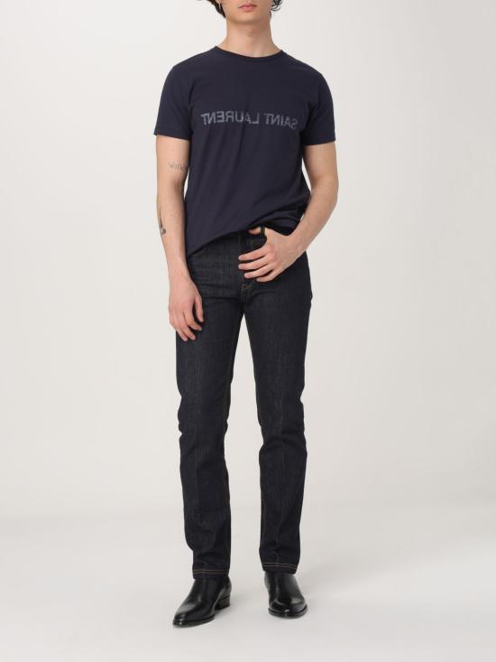 25FW 생로랑 리버스 티셔츠 663278Y37AW 4145 Blue - SAINT LAURENT