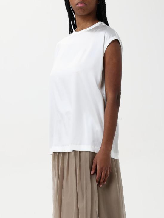 25FW 브루넬로 쿠치넬리 모닐리 스트레치 실크 새틴 티셔츠 M0C59EH500 C600 Beige - BRUNELLO CUCINELLI