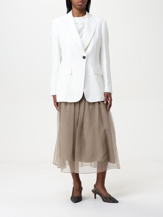 25FW 브루넬로 쿠치넬리 모닐리 스트레치 실크 새틴 티셔츠 M0C59EH500 C600 Beige - BRUNELLO CUCINELLI