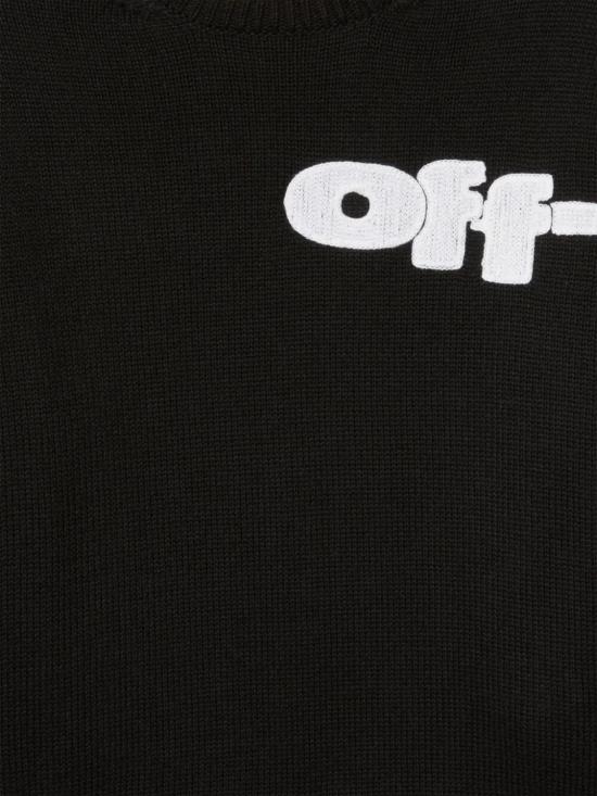 25FW [키즈] 오프화이트 티셔츠 OBHE001S25KNI002 1001 Black - OFF WHITE