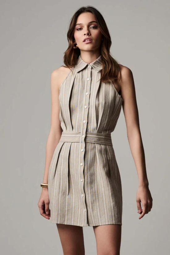  헤브론 숏 원피스 도미노 드레스 타우니 스트라이프