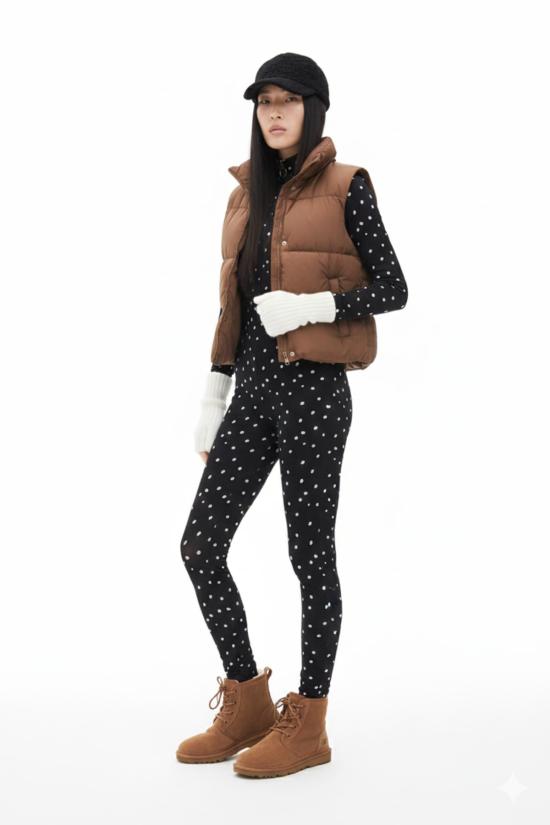  모노수트 바디수트 티셔츠 도트 롱슬리브 하이넥 풀바디수트 블랙 - MONOSUIT