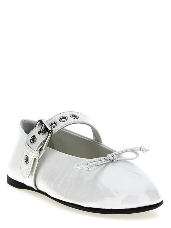 25FW 미우미우 플랫 슈즈 5F210EF005H27F0009 White - MIU MIU