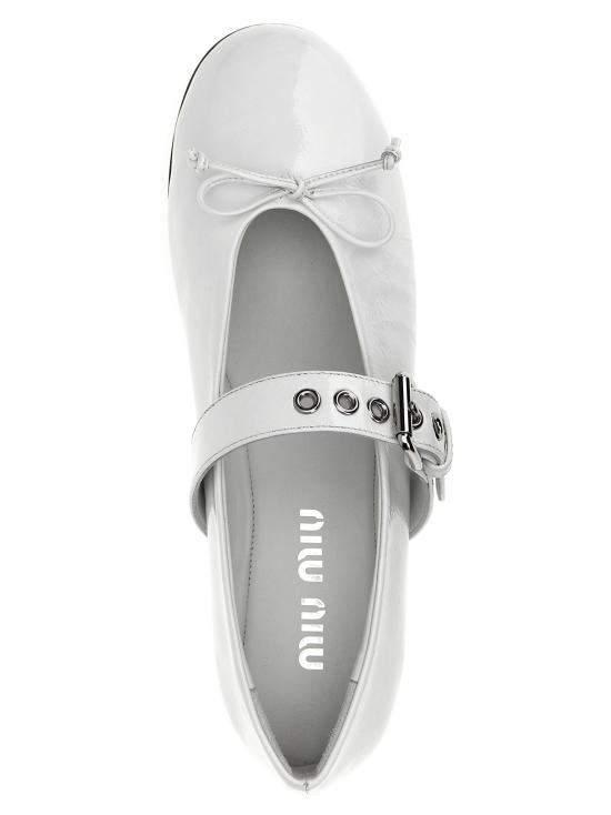25FW 미우미우 플랫 슈즈 5F210EF005H27F0009 White - MIU MIU