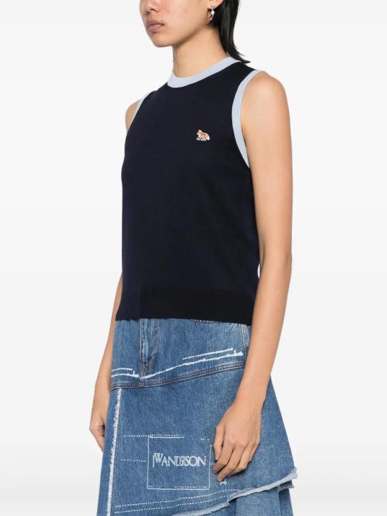  메종키츠네 민소매 티셔츠 OW00603KT1136P480 navy - MAISON KITSUNE