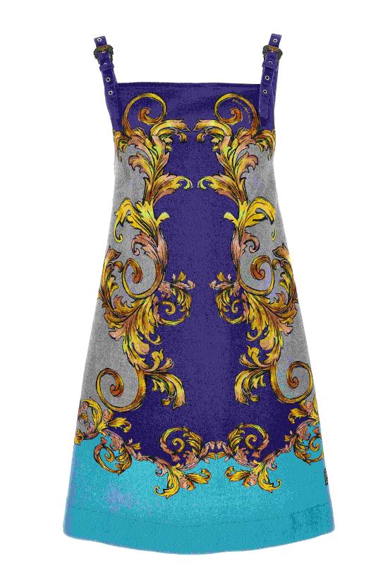 25SS 베르사체 미디 원피스 78HAO9P4 ES141L54322 PURPLE