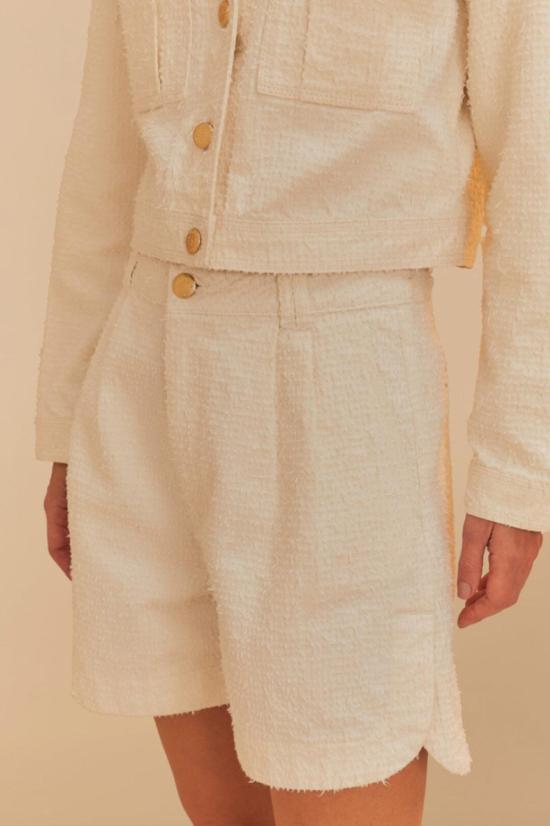  팜 리오 숏팬츠 트윌 레이저 플리티드 숏 오프 화이트