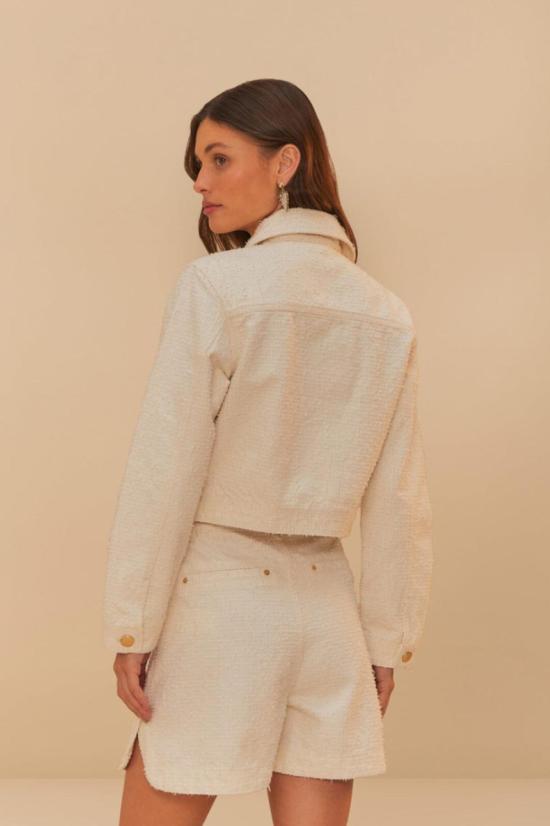  팜 리오 숏팬츠 트윌 레이저 플리티드 숏 오프 화이트 - FARM RIO