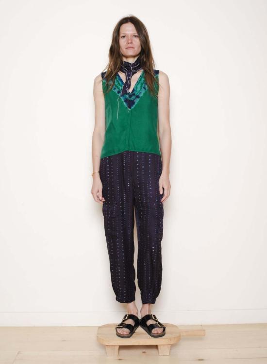  라쿠엘 알레그라 민소매 티셔츠 라켈 알레그라 제인 보더라인 탱크 그린 & 블루 - RAQUEL ALLEGRA