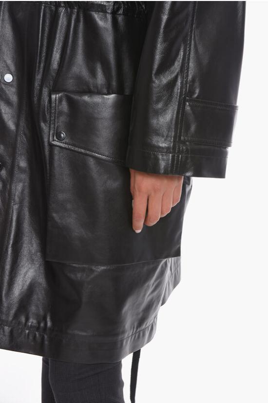  보테가베네타 드로스트링 가죽 자켓 618872VKLC01000 Black - BOTTEGA VENETA