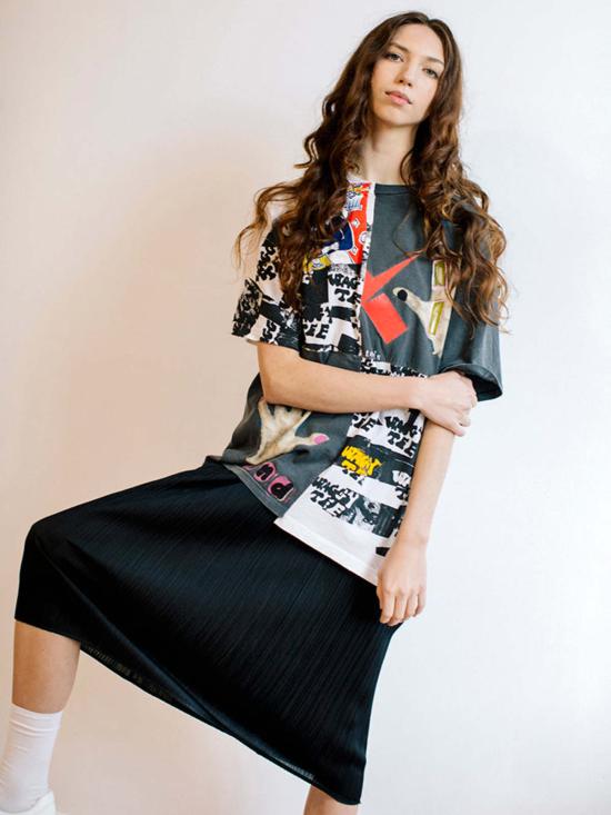  이세이 미야케 미디 스커트 미드 카프 스커트 블랙 - ISSEY MIYAKE