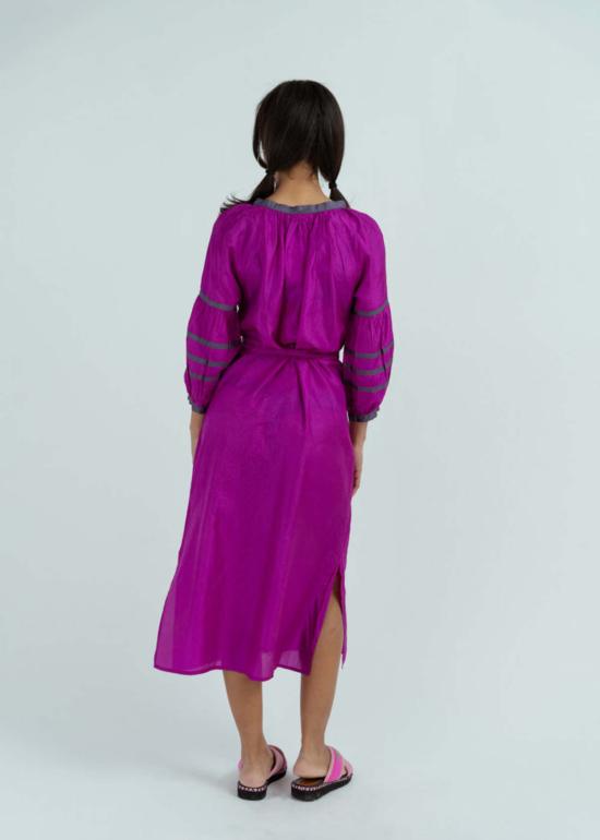  Anandi Joshi 롱 원피스 아난디 조시 실크 페전트 드레스 마젠타 - OTHER BRANDS