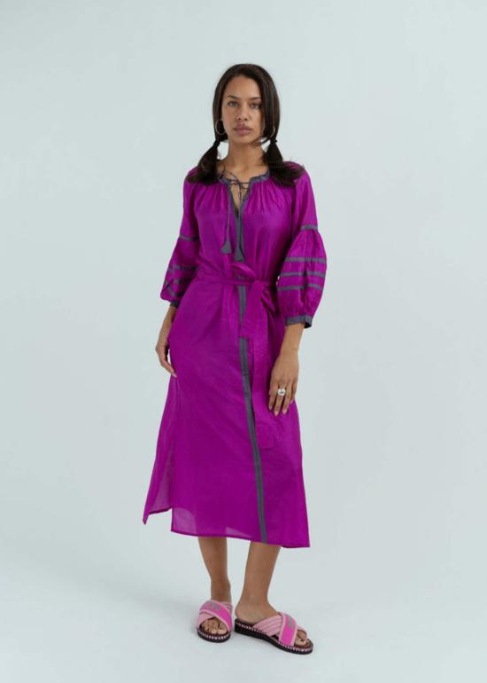  Anandi Joshi 롱 원피스 아난디 조시 실크 페전트 드레스 마젠타