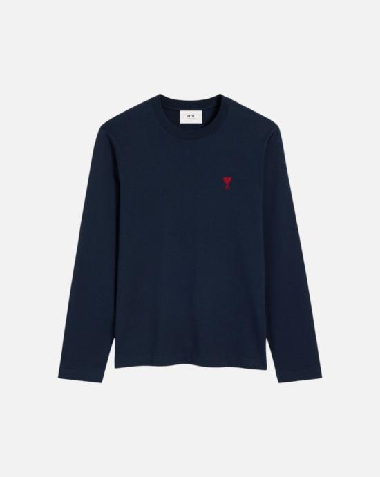 26SS 아미 스몰 하트 로고 롱슬리브 티셔츠 BFUTS235 724 430 NIGHT BLUE DOM