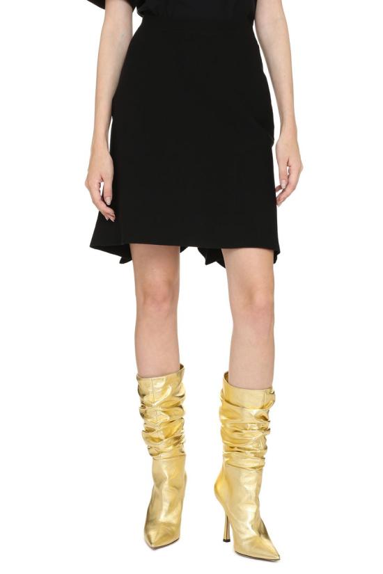  보테가베네타 백 머메이드 프릴 울 블랜드 숏 스커트 666516V12V0 1000 - BOTTEGA VENETA