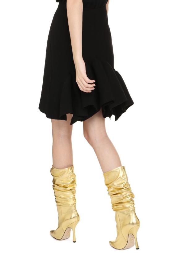  보테가베네타 백 머메이드 프릴 울 블랜드 숏 스커트 666516V12V0 1000 - BOTTEGA VENETA