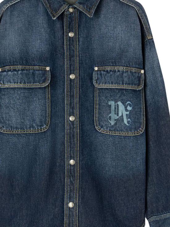 24FW 팜앤젤스 긴팔 셔츠 PMYD020F24DEN001 4503 BLUE - PALM ANGELS