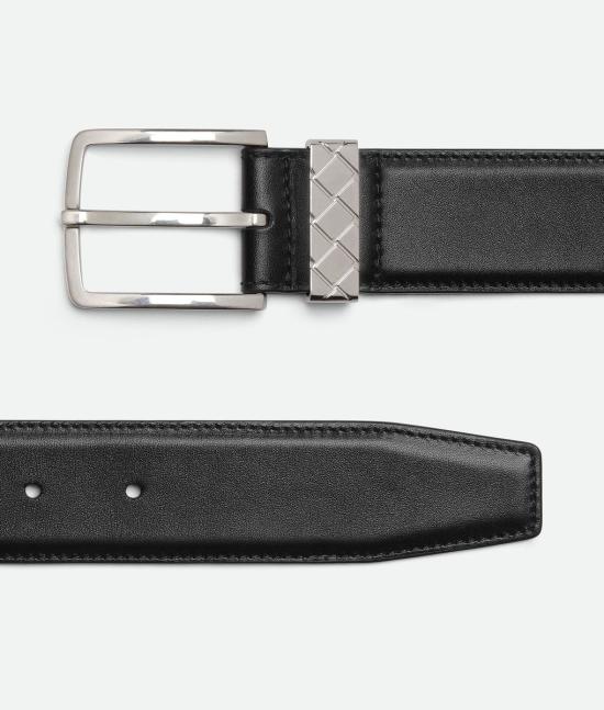 25SS 보테가베네타 가죽 벨트 793876 VALKO 8803 Black - BOTTEGA VENETA