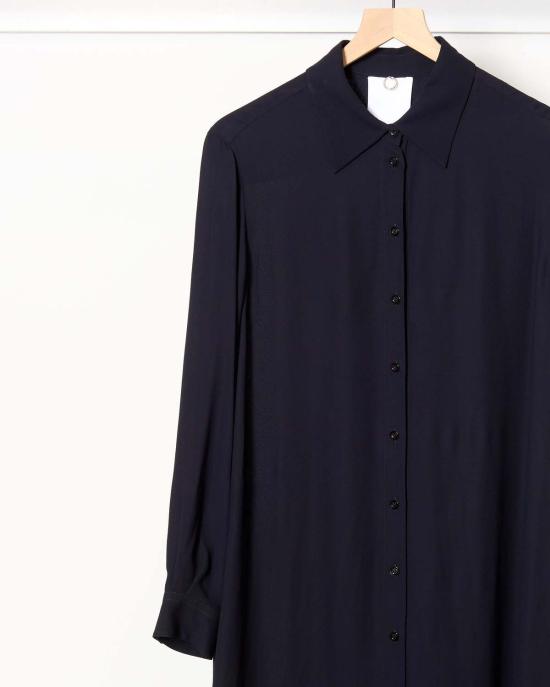  만투 롱 원피스 맨투 셔츠 드레스 나이트 블루 - MANTU