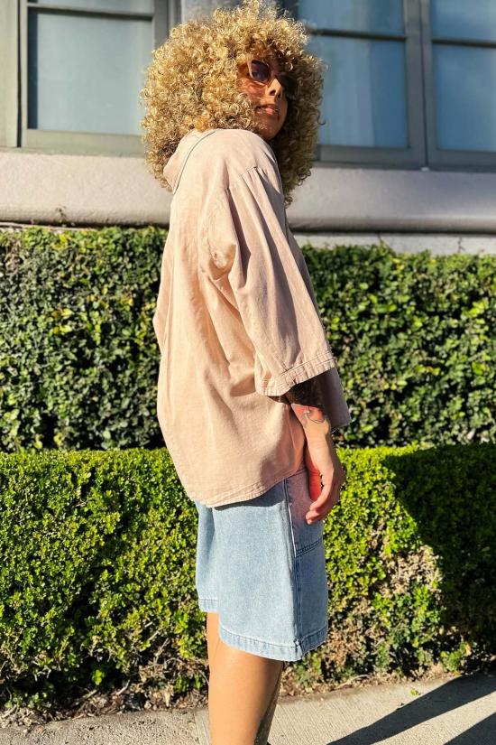  Double Zero 반팔 티셔츠 더블 제로 타라 워븐 버튼 프런트 셔츠 블랙/다크 토프 - OTHER BRANDS