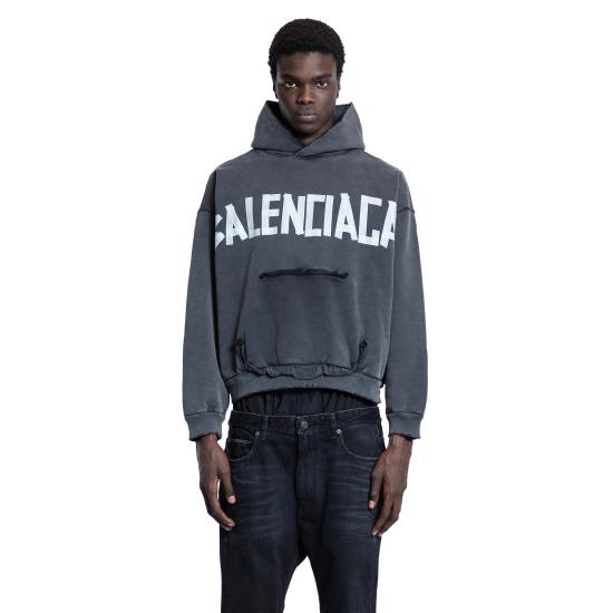 25SS 발렌시아가 테이프 포켓 후디 744441TRVK21041 BLACK DOM