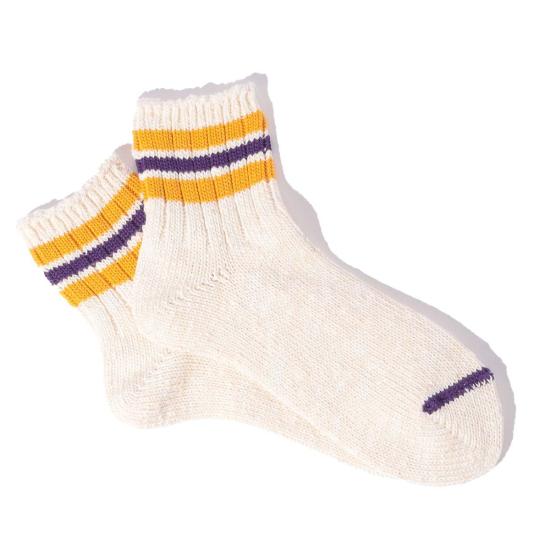  어나니머스 이즘 양말 Anonymous Ism 3라인 숏 슬럽 삭스 아이보리 X 옐로우 X 퍼플