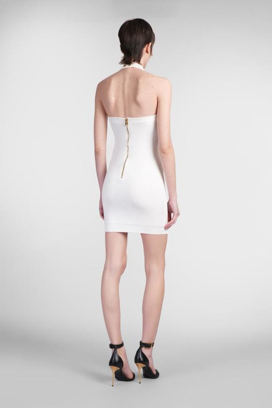 25SS 발망 미디 원피스 414859 EF1R4023KI10 WHITE - BALMAIN