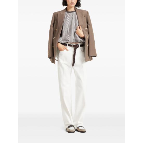 25SS 브루넬로 쿠치넬리 블라우스 MH768HE320 C003 BROWN WHITE - BRUNELLO CUCINELLI