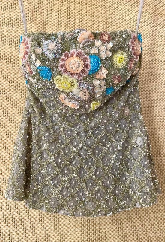  LA FUORI 민소매 티셔츠 La Fuori Flora 스팽글 탑 그레이 - OTHER BRANDS