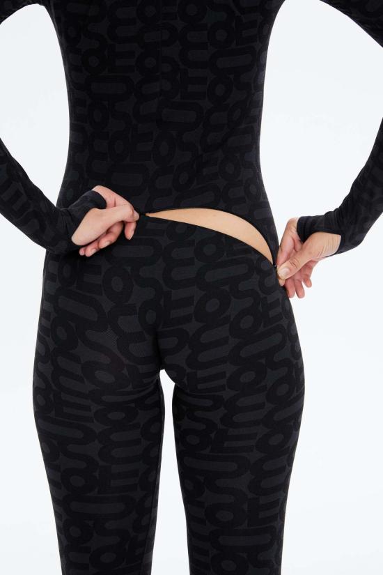  모노수트 바디수트 티셔츠 블랙 터틀넥 롱슬리브 풀 심리스 에코 바디수트 블랙 - MONOSUIT