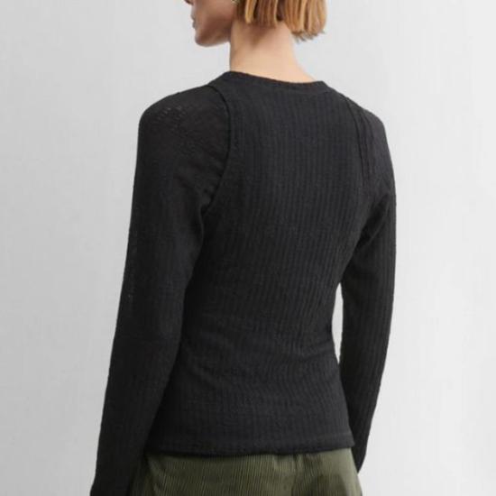  레이첼 코미 스웨터 야구 티셔츠 블랙/아이보리 - RACHEL COMEY