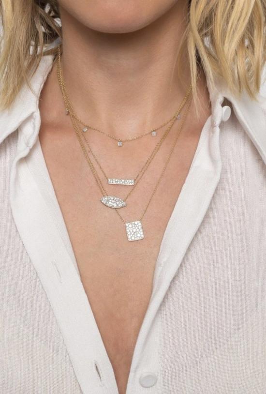  에리네스 목걸이/팬던트 다이아몬드 미니 스퀘어 네크리스 - ERINESS