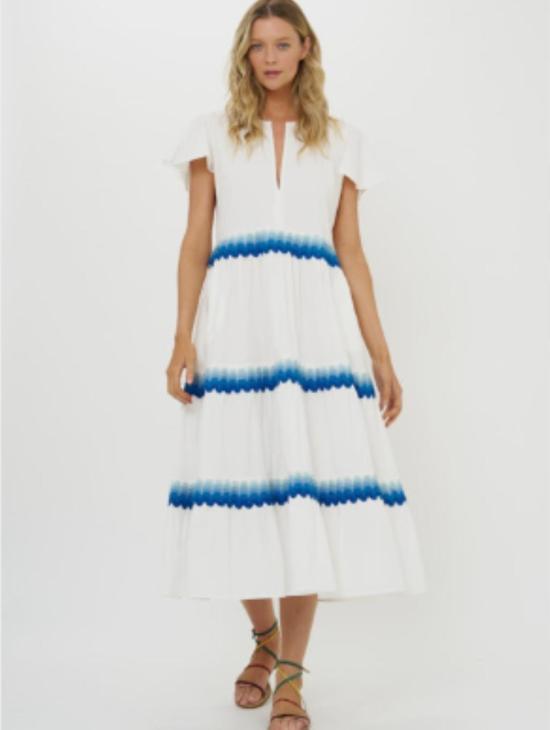  Oliphant 롱 스커트 올리펀트 V넥 맥시 퍼시피카 블루