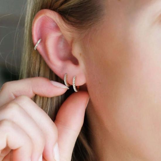  에리네스 이어링 스탠다드 다이아몬드 허기  14k 화이트 골드 / 화이트 다이아몬드 - ERINESS