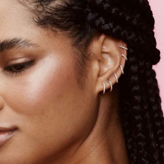  에리네스 이어링 스탠다드 다이아몬드 허기  14k 화이트 골드 / 화이트 다이아몬드 - ERINESS