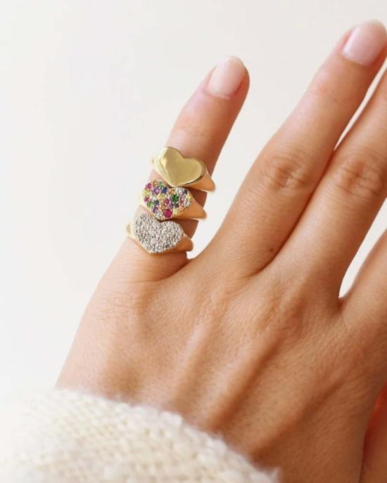  에리네스 반지 골드 스머시드 하트 핑키 링 - ERINESS