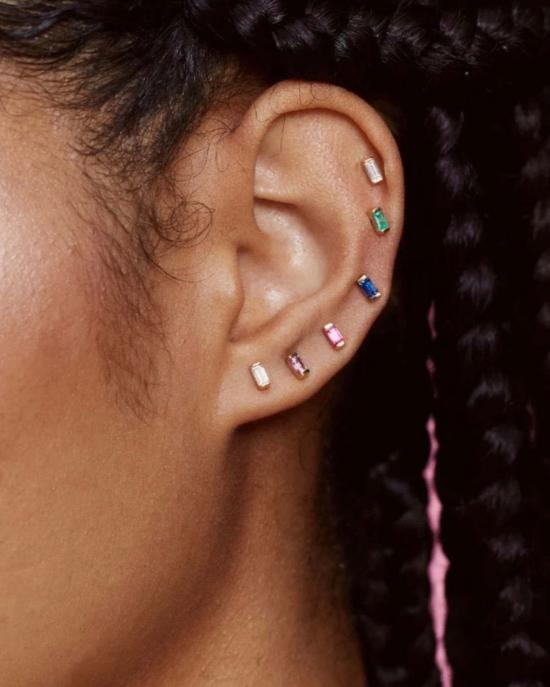  에리네스 이어링 에리니스 다이아몬드 바게트 스터드 - ERINESS