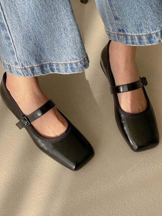  더 엔케이씨 스토어 힐/펌프스 Nkc 스토어 스퀘어 토 메리 제인 플랫 블랙 - The NKC Store