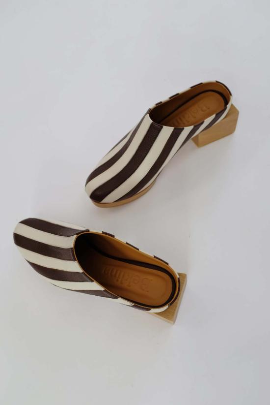  베클리나 뮬/슬리퍼 마티스 플랫폼 뮬 오프 화이트/카스타냐 - BEKLINA