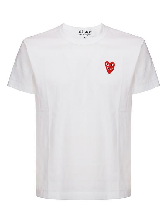 26FW 꼼데가르송 더블하트 와펜 반팔티 AXT288051 2 WHITE