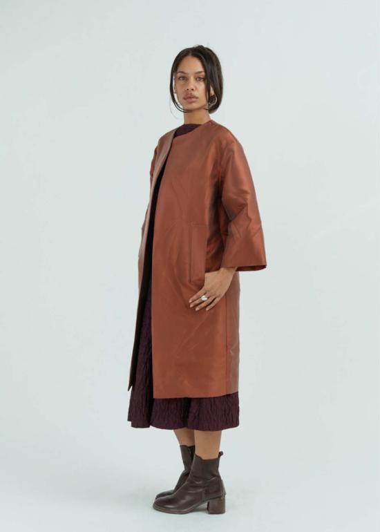  오디 코트 오버사이즈 칼라리스  헤나 - ODEEH