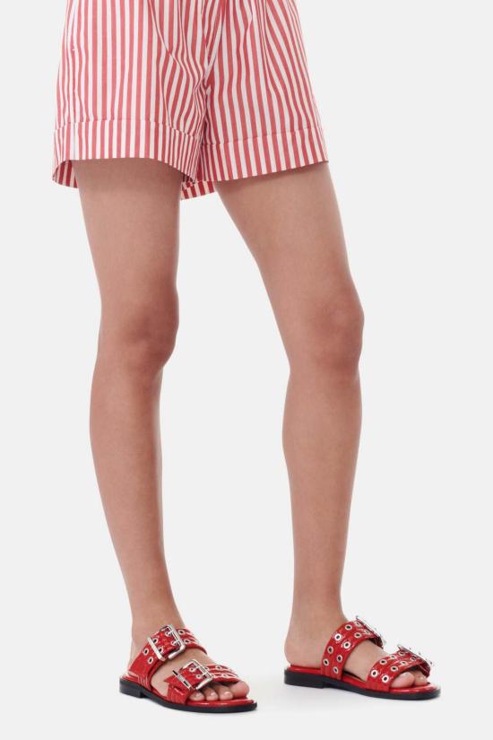  가니 뮬/슬리퍼 Ganni 페미닌 버클 투 스트랩 샌들 레이싱 레드 - GANNI