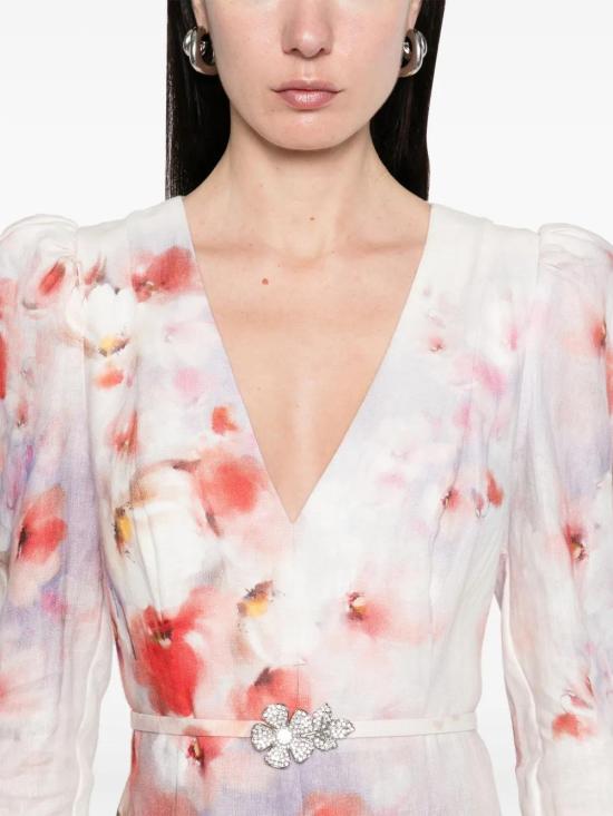 25SS 짐머만 미디 원피스 2344DR251 SCARLET FLORAL SCAFLO - ZIMMERMANN