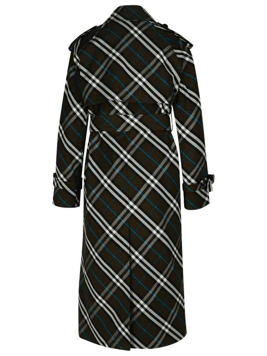  버버리 롱 체크 코튼 블렌드 트렌치 코트 8095300C1213 Green - BURBERRY