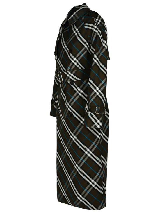  버버리 롱 체크 코튼 블렌드 트렌치 코트 8095300C1213 Green - BURBERRY